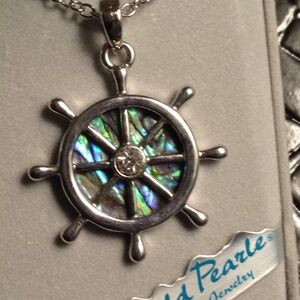 Ship's Wheel Abalone Paua Shell Chain Necklace